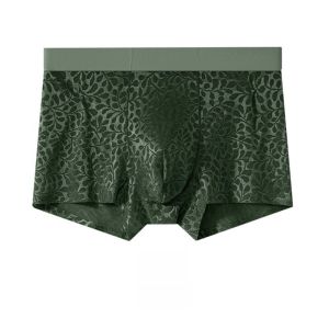 Breathable Mesh Thin Boxer Shorts Hollow-out U Convex Pouch Ice Silk Briefs See Through Lace Underpants Men