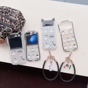 2025ใหม่ สำหรับ Samsung Galaxy Z Flip 7 Z Flip 6 Z Flip 5 Z Flip 4 Z Flip 3 เคสศัพท์มือถือแบบพับได้ คอลเลกชันการ์ตูนและแมวตลก รูปหูแมว เคส TPU ซิลิโคนนุ่ม