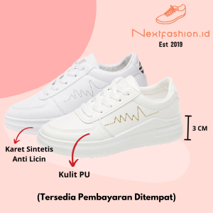 Sepatu Sneakers Wanita Casual Fashion Sport Shoes Putih Gold Nextfashion 222