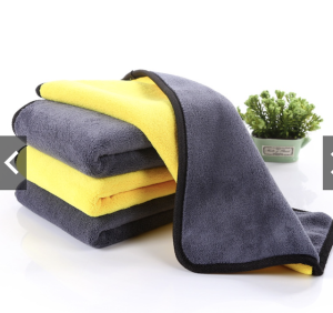 XSJ-07 ขนาด 30x30 ซม. ผ้าเช็ดรถ ผ้าทำความสะอาด ผ้าไมโครไฟเบอร์ 3D กุ้นขอบดำ หนา นุ่ม เก็บฝุ่น ซับน้ำได้ดี 400กรัม