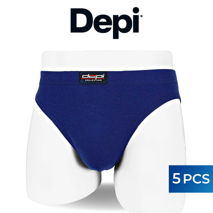 5 Pcs) Depi Men Underwear Brief Mini Brief Breathable Superior Cotton  Assorted Colour - 1BB1502