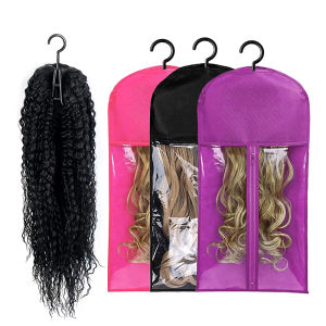 Fantic Long Hair Extensions Storage Bag Non-Woven Dust Proof Wigs Carrier Bags With Hook For Home Organizer Wig Packing Bag