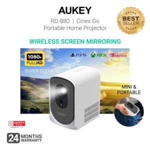 [UPGRADED] Aukey RD-880 Cinex Go MINI Portable Projector w 1080P Full HD & Screen Mirroring (24 Months Warranty)