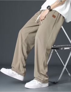 M-5XL Large Thin Casual Wide Leg Pants Straight Ice Silk Texture