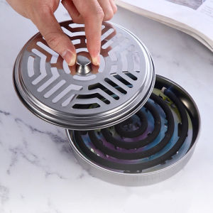 Khay Đựng Nhang Muỗi Inox Có Quai Xách Chống Bỏng Tiện Lợi - Hộp Đốt Nhang Muỗi Có Nắp Đậy An Toàn / Hộp Đựng Nhang Muỗi Chống Cháy Chuyên Dụng