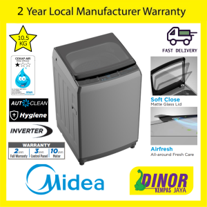 Midea 10.5KG / 13.0KG Top Load Fully Auto Washing Machine Inverter Quattro MA200W105D / MA200W130D 5 Star Energy Rating