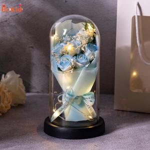 [SG Seller]Glass dome dried flower everlasting flowers rose and baby breath practical ornament birthday gift