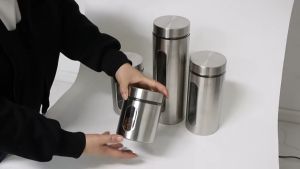 Stainless Steel Lid Glass Canister Airtight Food Storage Jar Coffee Beans Tea Kitchen Container Bekas Makanan