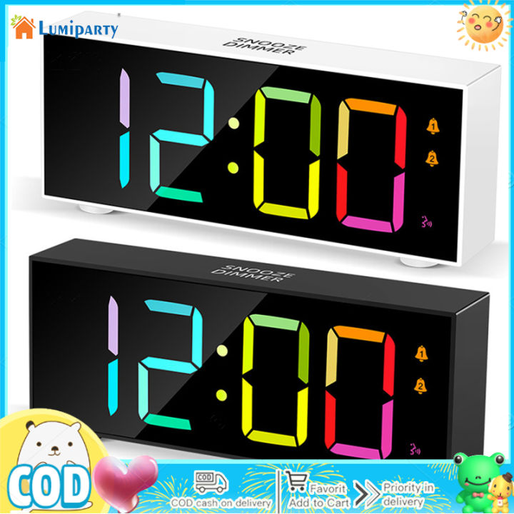 Digital Clock RGB ColorChanging Clocks LED Number Time Display With 12