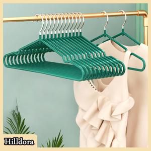 [Hilldora] ที่แขวนเสื้อผ้าพร้อมร่องสำหรับแอร์สำหรับผู้ใหญ่ที่แขวนเสื้อโค้ทพลาสติกหนาแบบเรียบง่ายกันลื่นที่แขวนเสื้อโค้ทสีฟ้าเขียว