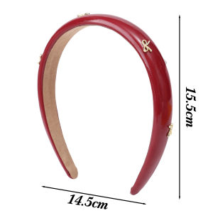 X.Z.MOONLIGH Retro Ancora Red PU Leather Hair Hoop for Women with High Skull Bow Face Wash Non-slip Hair Bundle Whitening Hair Accessory