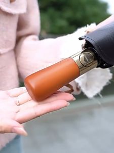 LAZANA #U104 Automatic Umbrella 96 Ribs Windproof UV Protection Strong Business Umbrella for Men with Wooden Handle & Black Glue