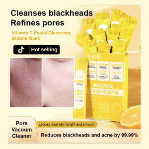 Cleanse Pores Foaming Bubble Facial Mask Vitamin C Brightening Cleansing Mask Blackhead Remova 5X Vitamin C Bubble Clay Mask Pore Brightening Oxygenating V-Foam Treatment