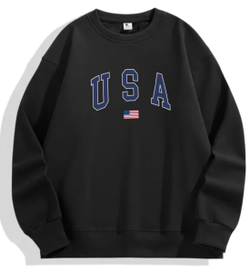 Sweater Wanita  USA Crewneck Korean Style Combination Color Polos Big Size S M L XL XXL 3XL 4XL 5XL