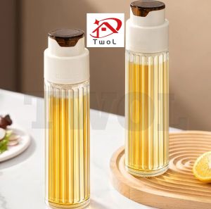 TWOL SHOP 1pcs 500ml Glass Oil Bottle Automatic Close Liquid Seasoning Soy Sauce Oil Storage Container
