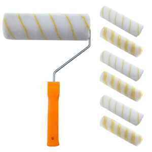 โฟมขนาด9นิ้วลายเส้นสีเหลืองแปรงลูกกลิ้งลูกกลิ้งแปรงลบรอยเปื้อนบนผนังมือถือชุดเครื่องมือระบายสีลูกกลิ้งซ่อมแซมในบ้าน
