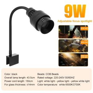 PETPARADIS 9w 12w 15w Aquarium Led Light Adjustable Focus Super Slim Aquariums Fish Tanks Spotlight Turtle Reptiles Accessories Waterproof Aquarium Plants Grow Lamp Aquarium