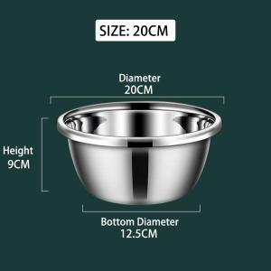304 Stainless Steel Salad Bowl Thicken Anti-scald Kitchen Cooking Food Soup Bowl Baking Egg