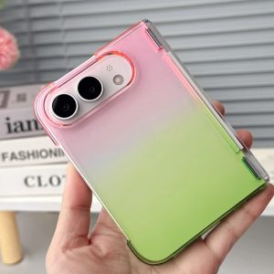 with Central Axis Transparent Color Gradient Hard PC Folding Shockproof Phone Case for iPhone Ultra Bumper Cover