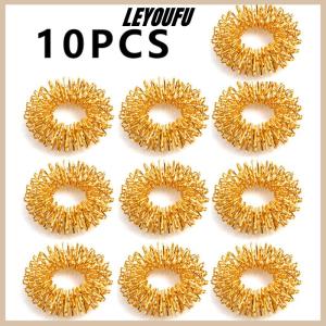 LEYOUFU 10pcs Stainless Steel Finger Massage Ring Acupuncture Ring Therapy Relax Blood