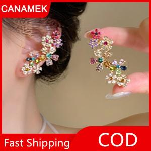 【CANAMEK】 Lãng Mạn Đầy Màu Sắc Zircon Hoa Bông Tai Cho Phụ Nữ Cô Gái Thời Trang Ngọt Ngào Waterdrop Hoa Bông Tai Tinh Tế Đảng Đồ Trang Sức Quà Tặng
