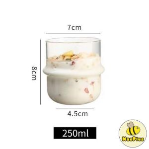 MaxPlus 250ml Oat Cup Breakfast Glass Cup Transparent Milk Cup Fruit Salad Bowls