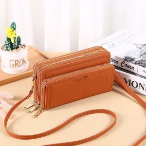 THANKS99 SHOP#8772 STYLISH BAG LEATHER MATERIAL 3ZIPPER SHOULDER BAG FOR WOMEN