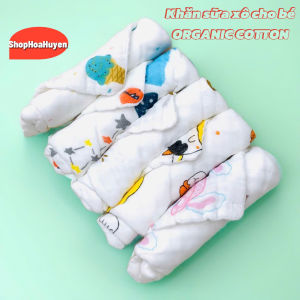 Sét 5 khăn sữa cho bé sơ sinh khăn xô 6 lớp khăn sữa cotton Oganic mềm mại thấm hút tốt kt 25x25cm