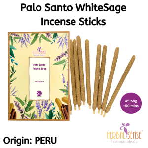 SI Palo Santo White Sage Incense Stick 4inch 100% Pure Ingredients Purify Negative Energy