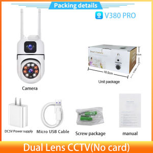 V380 Pro Lensa ganda outdoor CCTV HD 8MP WiFi 360 ° Gerakan Deteksi Jalan Tak Dua Jalan Pelacakan Otomatis IP Kamera
