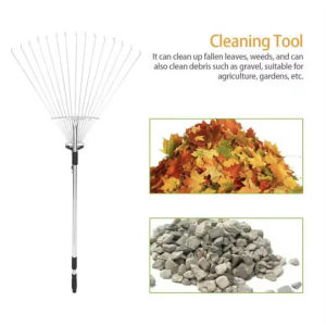 【Pocainoe】คราดหญ้า คราดถากหญ้า15ฟัน คราดเหล็ก ปรับระดับ คราดเหล็กปรับระดับ พร้อมด้าม ผลิตจากสเตนเลสสตีลคุณภาพสูง แข็งแรง