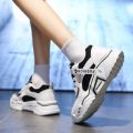 Amoyy Womens New Trendy Leather Surface Thick Bottom Increase High Running Casual Old Daddy Shoes Sneakers. 