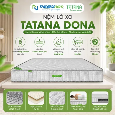 Nệm Lò Xo Tatana Dona Khung Lò Xo Vững Chắc Lớp Foam Mền Mại Êm Ái Độ Đàn Hồi Cao - Bảo Hành 10 Năm