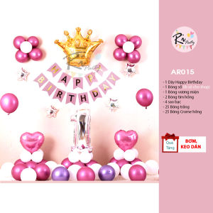 Bóng Trang Trí Sinh Nhật Bé Gái Tông Màu Hồng Pastel
