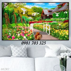 Gạch tranh vườn hoa màu sắc