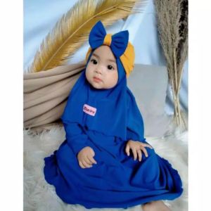 Gaudy - Azibah Dress Newborn Gamis Kids Set Hijab Baju Muslim Syari Anak Perempuan 0-12 Bulan