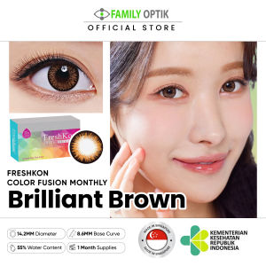 Freshkon Colors Fusion Brilliant Brown 1 Pasang Monthly Softlens Warna Bulanan