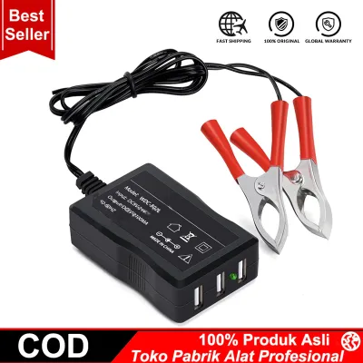 Charger DC HP Ke Aki Motor USB 3 Port Cas Casan Handphone iPad Aki Accu Universal