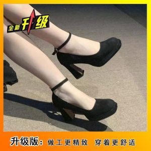 [Free Shipping] Waterproof Platform Shoes New Spring/Autumn Korean Style Small Size Square Toe Single-Strap High Heels For Women