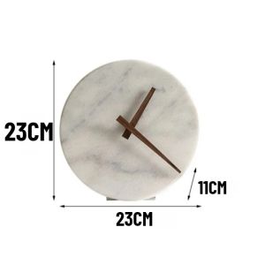 FFBH Luxury Jazz Minimalist Table Clock Silent White Marble Ornament Modern Office Cabinet Desk Clock Bedroom Exquisite Home Decor T4N8K