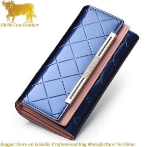 Royal Bagger Long Wallet Purse For Women Genuine Cow Leather Girls Fashion Clutch Phone Pocket Party Smooth Purses in Korea Style