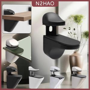 N2HAO 1 cái có thể điều chỉnh gỗ kệ kính hỗ trợ Clip Hợp kim kẽm Kệ chân đế với miếng đệm chống trượt phân vùng kẹp cho phòng tắm