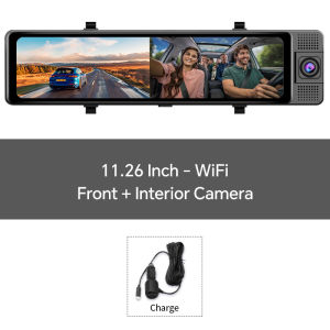 EKLEVA กล้องติดรถยนต์ DVR 4K UHD 11.26 "กล้องหน้า/ห้องโดยสาร/กล้องมองหลัง GPS ติดตามการเล่น5G Wifi กระจกมองหลัง24H จอดรถลงทะเบียนกระจกรถยนต์