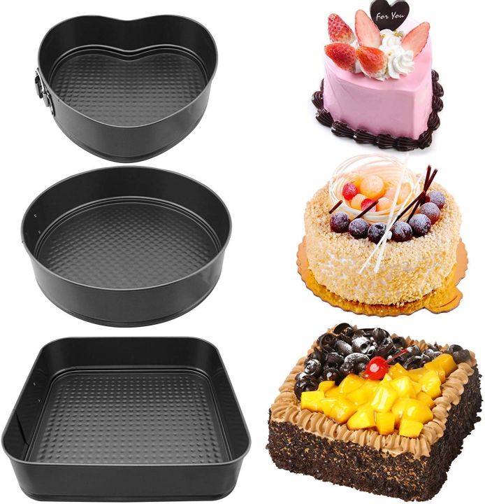 Springform Non Stick Leak Proof Heart Shaped Round Rectangle Cake Pan Set  for Parties, Birthdays, Weddings, Cakes, Cheese Buns with Removable Bottom 