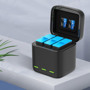 Bộ Dock Sạc 3 Pin Cho GoPro 12 11 10 9 Có Nắp Đậy Telesin - Bộ Sạc Máy Quay GoPro Hero 9/10/11/12 Có Nắp Đậy (Hàng Chính Hãng)