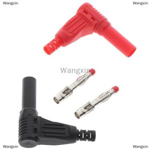 [COD] Wangxin 2PCS RED + Black 4mm MALE Right Angle ฉนวนกันความร้อน Banana plug มัลติมิเตอร์ทดสอบ