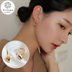Viviann Original Glossy Heart Shape Unique Earrings Elegant Ear Clips No Piercing Heart Drop Earrings For Women Korean Fashion Ear Cuff Piercing Dangle Earring Gifts Jewelry