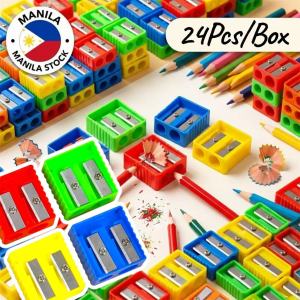 BIN LU Heavy Duty 24pcs/box Pencil Sharpener Dual Hole School Supplies Sharp Metal Blade Durable Stationery for Kids Students Office Classroom Use Back to School Sulit Deals Ready Stock Manila COD Fast Delivery PH Seller New
