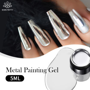 BORN PRETTY Super Bright Metallic Painting Gel Polish 5ML Silver Mirror Gel Nail Art Polish Flower Drawing Lines French Nails