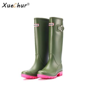 XueChur 2023 Women Rubber Rainboots Womens Rain Boots Waterproof Matte Knee-High Wellies Wellington Boots for Garden Work Boots